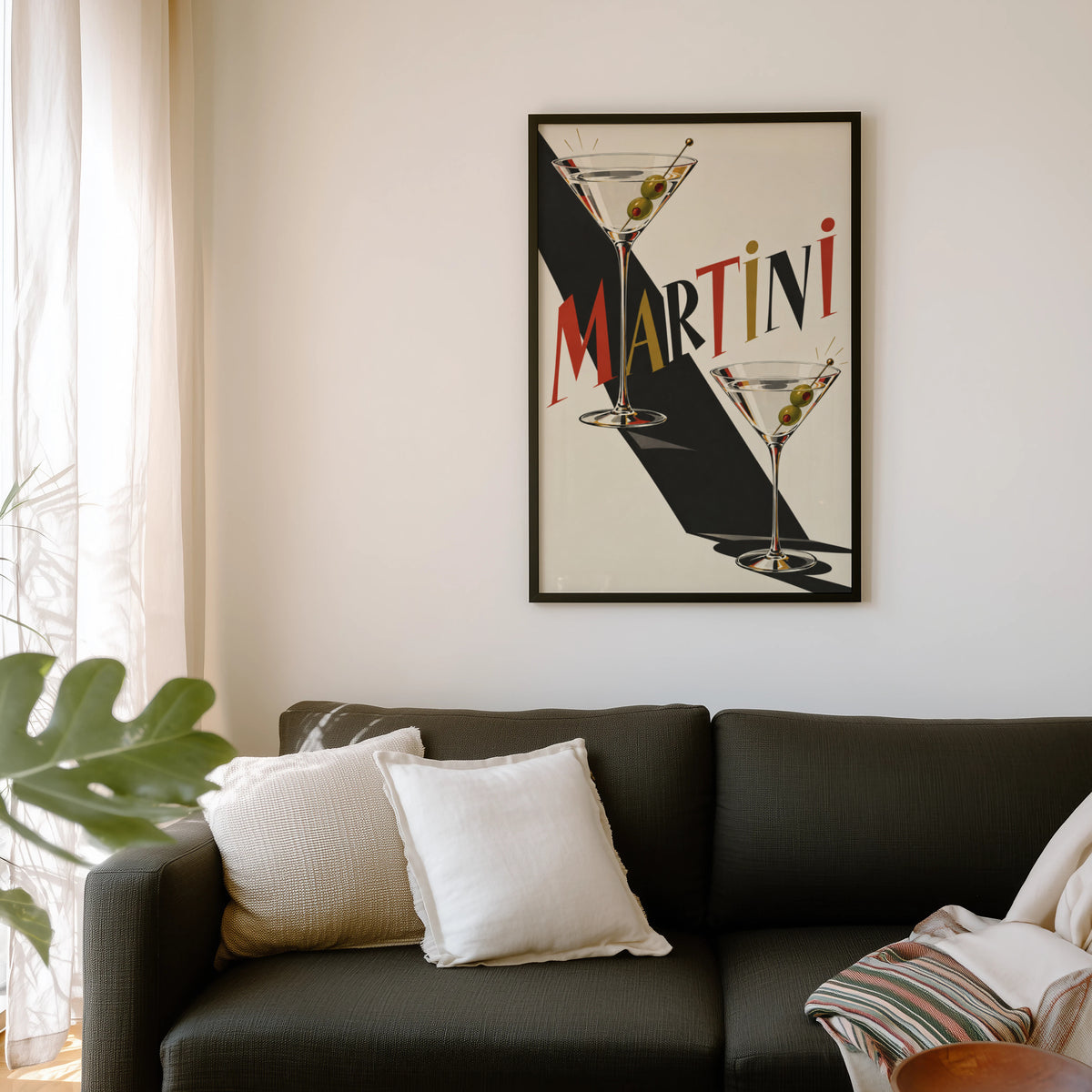 Vintage Martini Print Poster, Cocktail Wall Art Bar