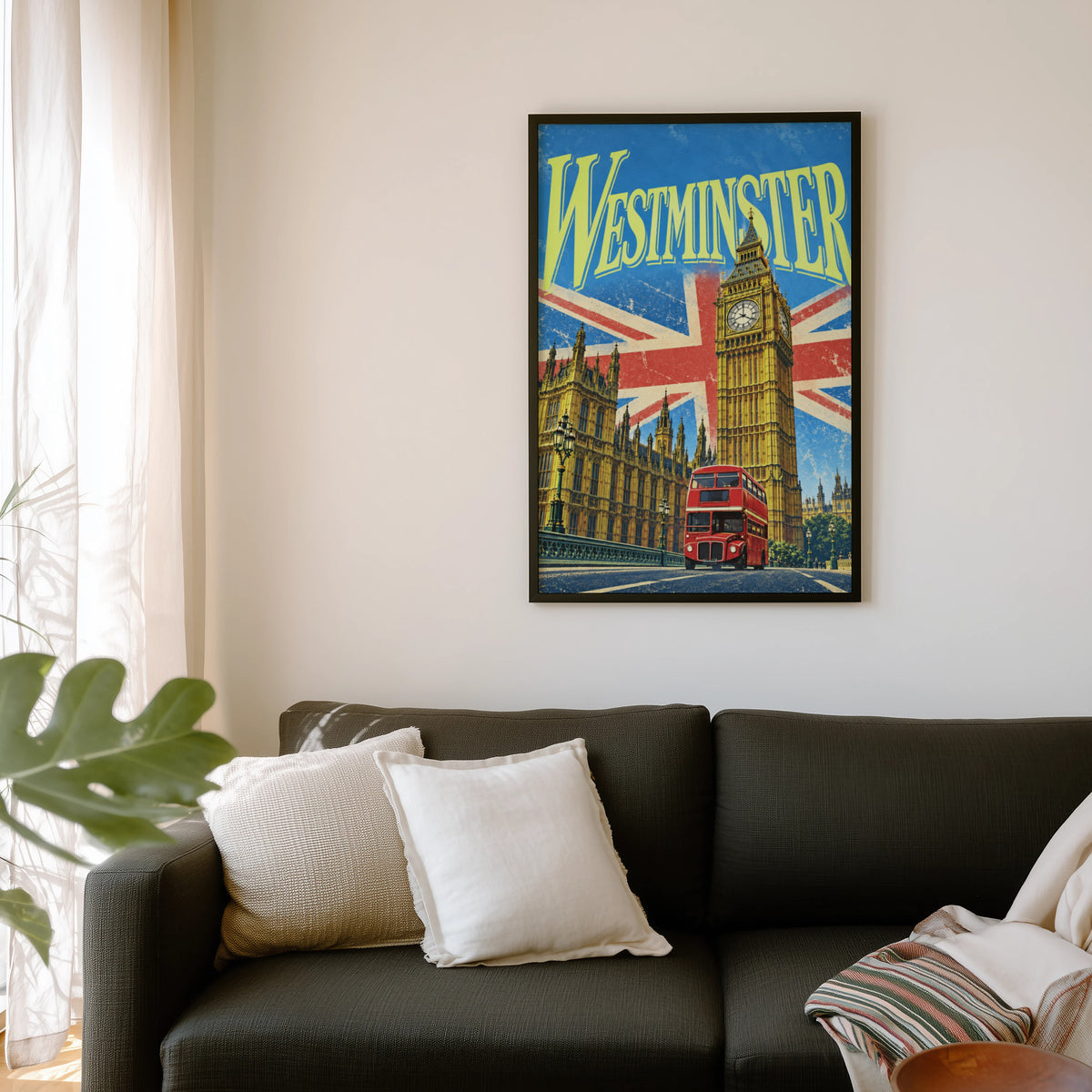 Vintage Westminster London Poster, Big Ben Wall Art Print