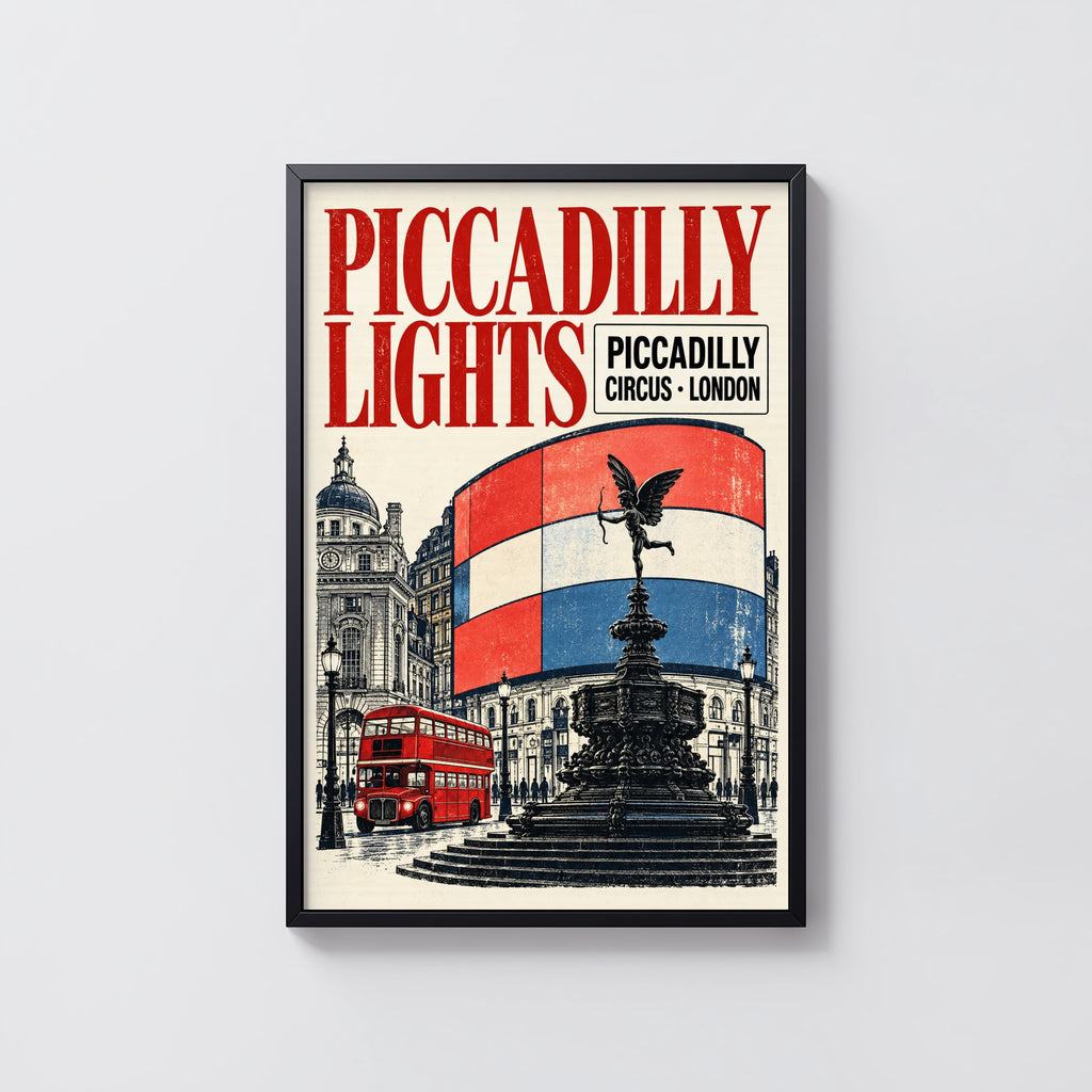 Vintage Piccadilly Circus London Poster, Wall Art Print