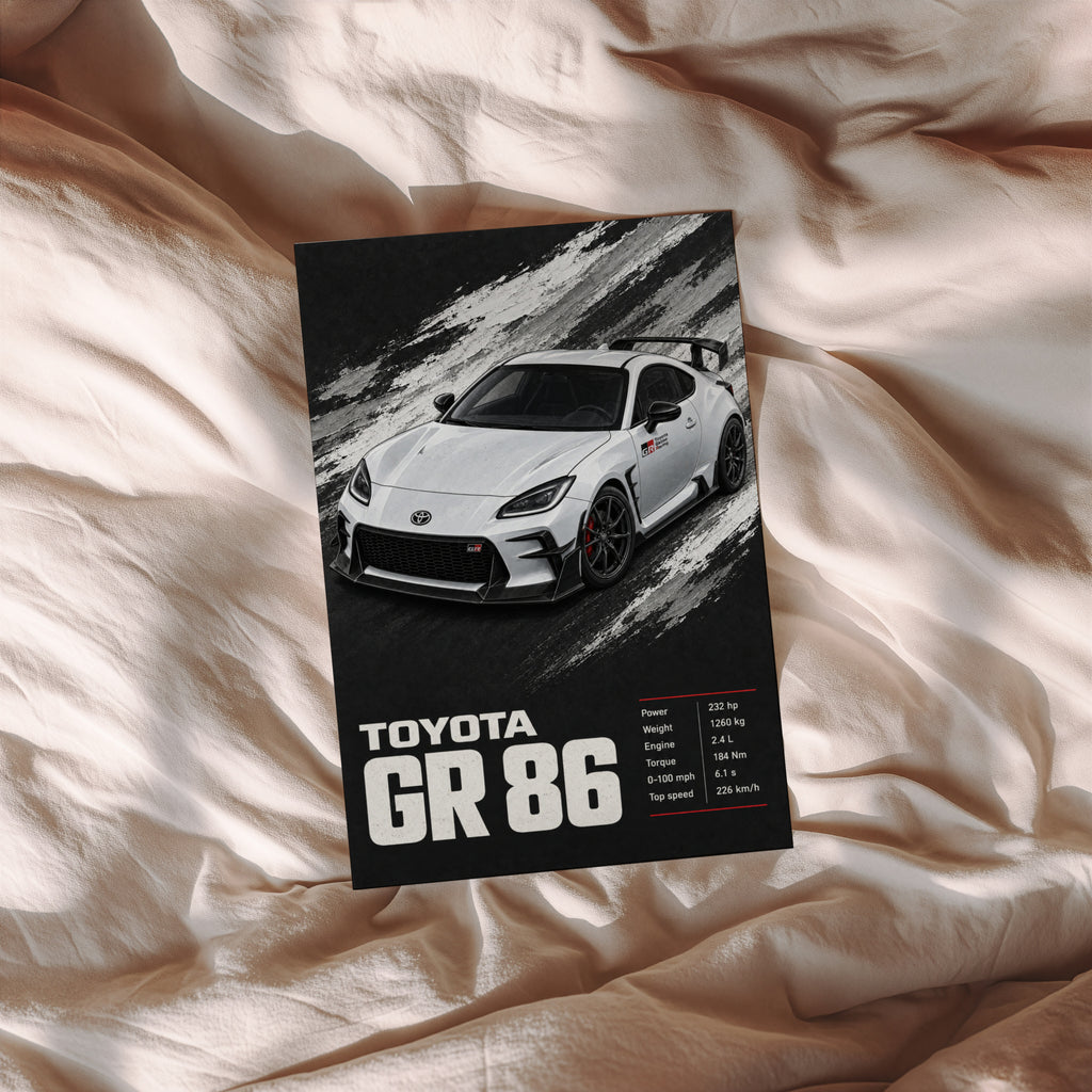 Vintage Toyota GR86 Car Print, Sports Car Poster