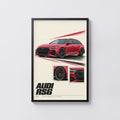 Vintage Audi RS6 Avant Print, Red Estate Car Wall Art