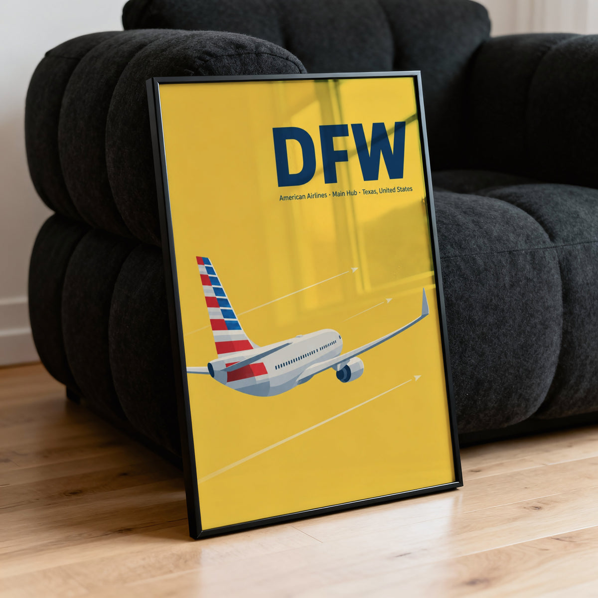 Vintage DFW Airport Poster, American Airlines Wall Art Print
