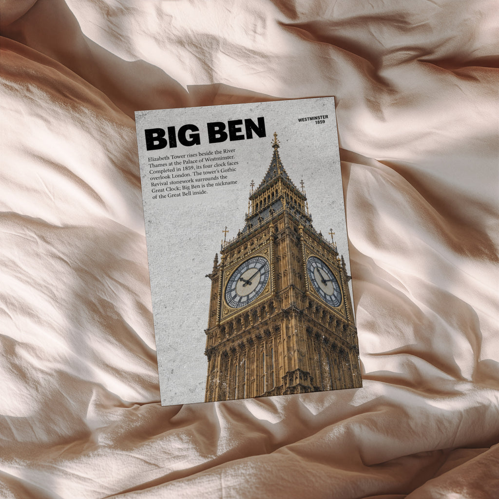 Vintage Big Ben London Poster, Westminster Wall Art Print