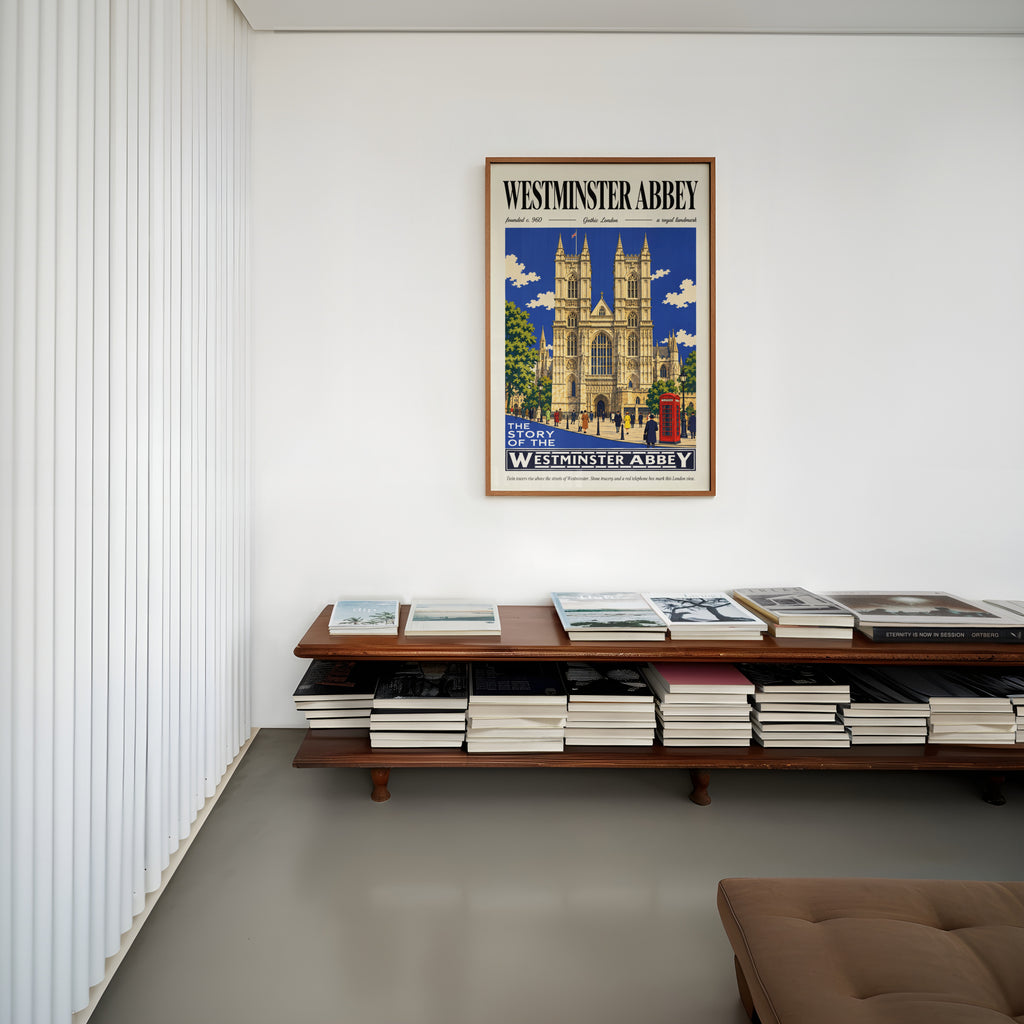 Vintage Westminster Abbey Poster, London Wall Art, Print