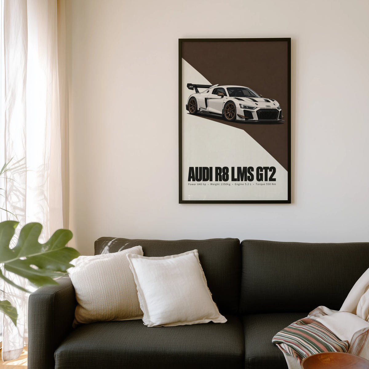 Vintage Audi R8 LMS GT2 Print, Race Car Wall Art