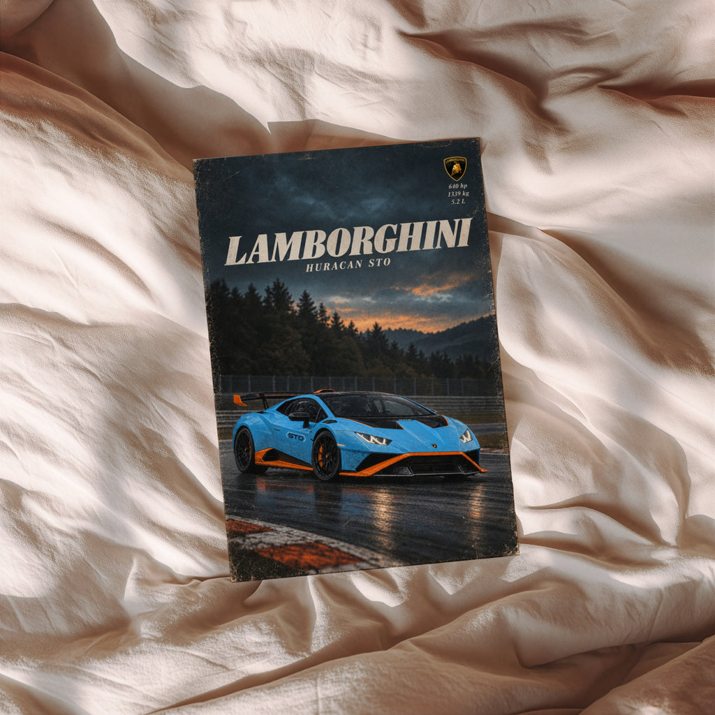 Vintage Lamborghini Huracan STO Print Car Art