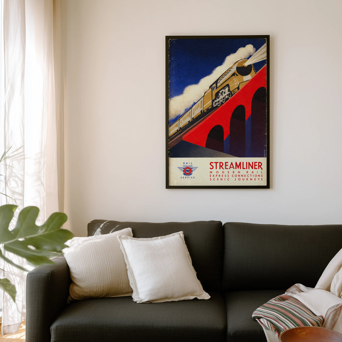 Vintage Art Deco Streamliner Train Print Poster Rail