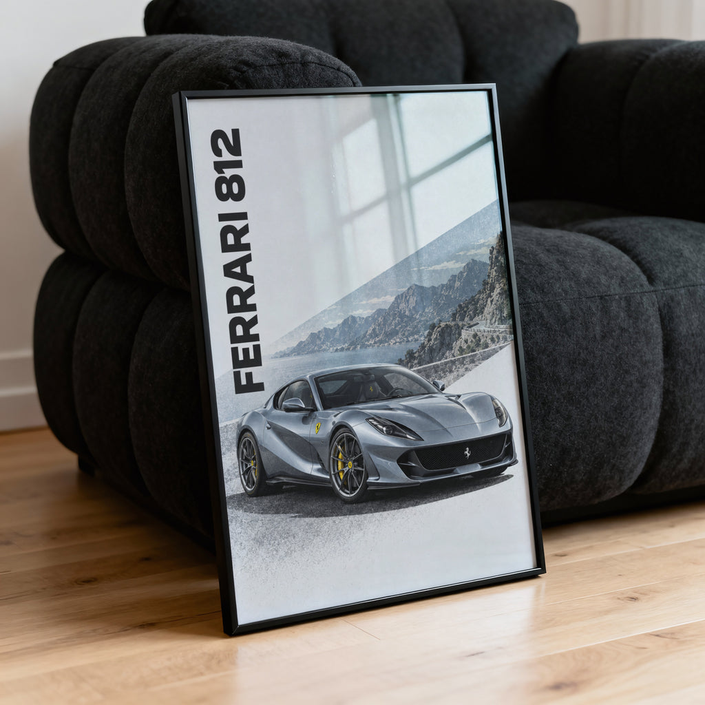 Vintage Ferrari 812 Print, Supercar Wall Art