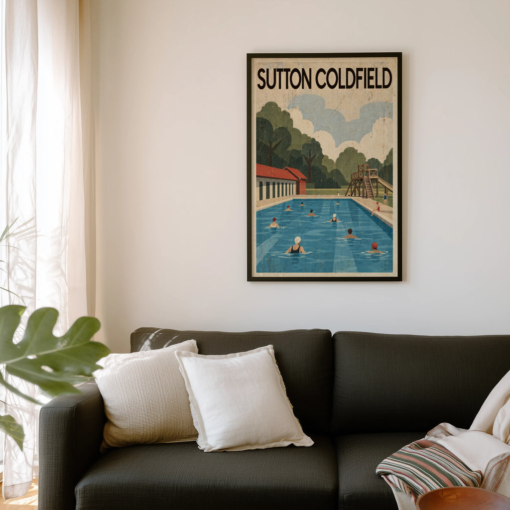 Vintage Sutton Coldfield Poster, Lido Wall Art, Print