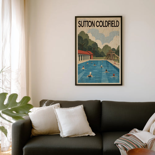 Vintage Sutton Coldfield Poster, Lido Wall Art, Print