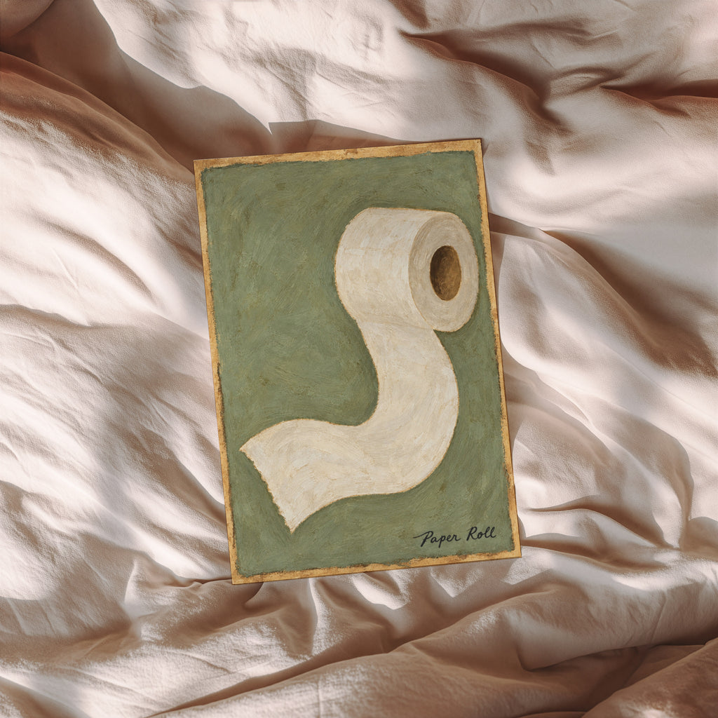 Vintage Toilet Roll Print and Poster, Sage Green Art