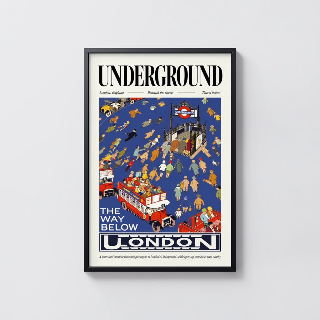 Vintage London Underground Poster, Retro Travel Wall Art