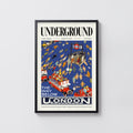 Vintage London Underground Poster, Retro Travel Wall Art