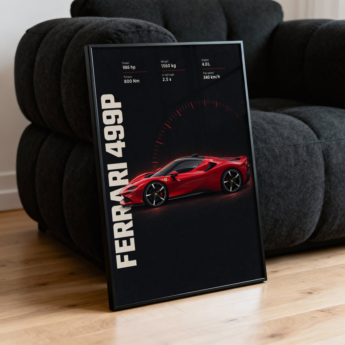 Vintage Ferrari 499P Print, Supercar Wall Art
