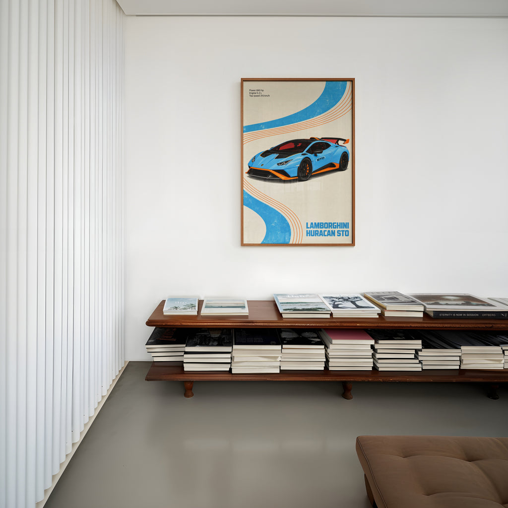 Vintage Lamborghini Huracan STO Print, Car Wall Art