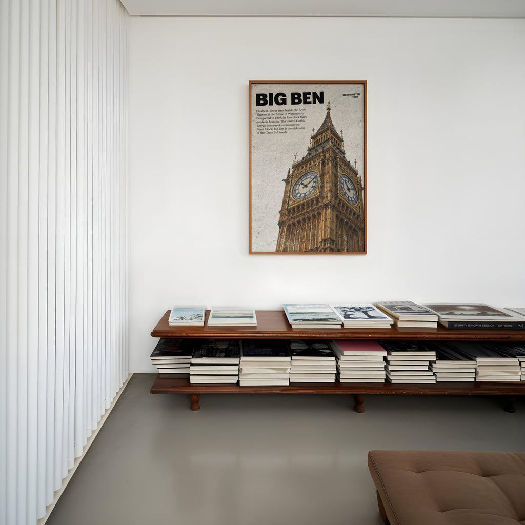 Vintage Big Ben London Poster, Westminster Wall Art Print