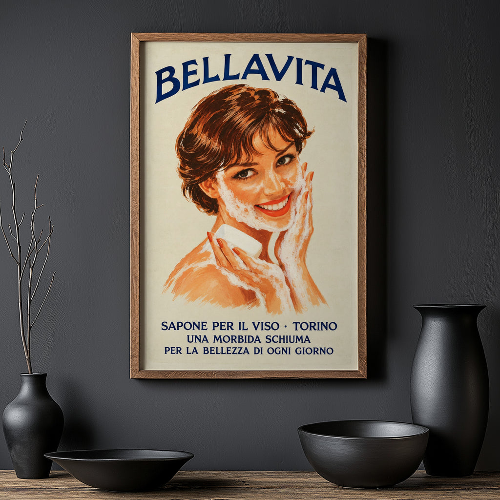 Vintage Italian Soap Advert Poster, Retro Wall Art