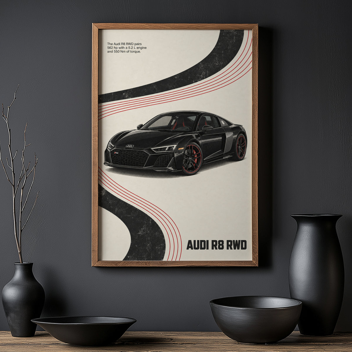 Vintage Audi R8 RWD Print, Car Poster, Supercar Wall Art