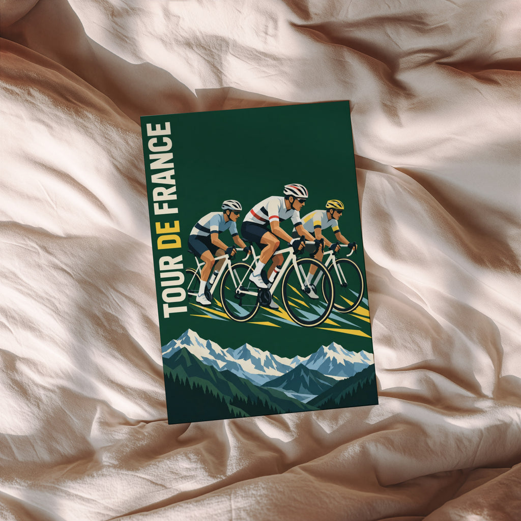 Vintage Tour de France Poster, Cycling Wall Art, Alps Print