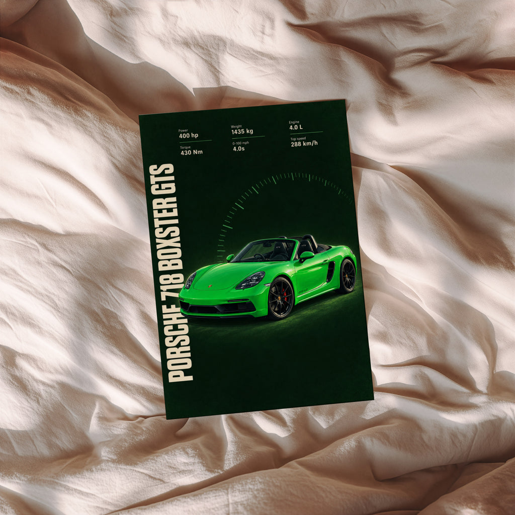 Vintage Porsche 718 Boxster GTS Print, Car Wall Art