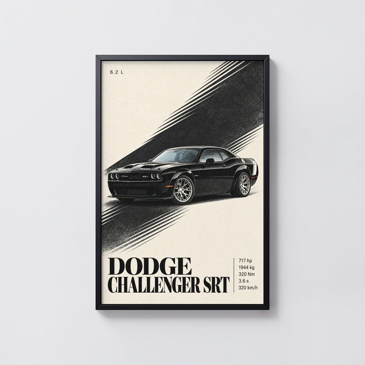 Vintage Dodge Challenger SRT Print, Car Wall Art