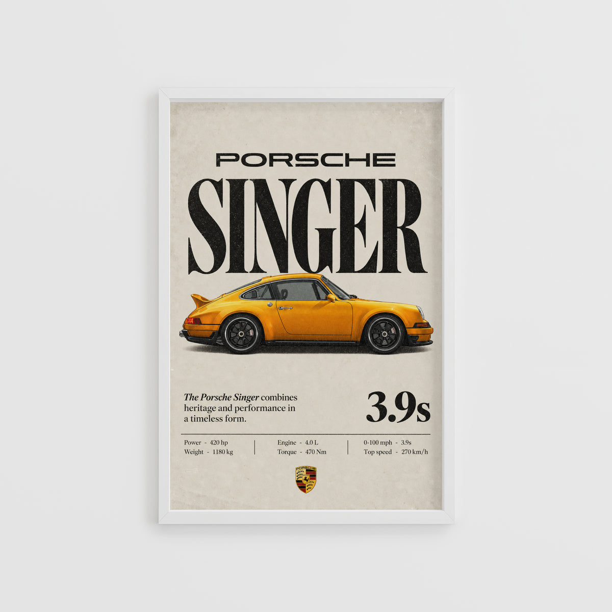 Vintage Porsche Singer Print, Car Poster, Wall Art