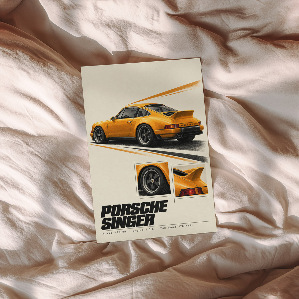 Vintage Porsche Singer Print, Car Wall Art