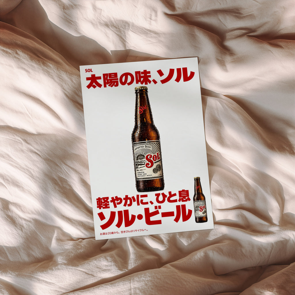 Vintage Sol Beer Print, Japanese Beer Poster