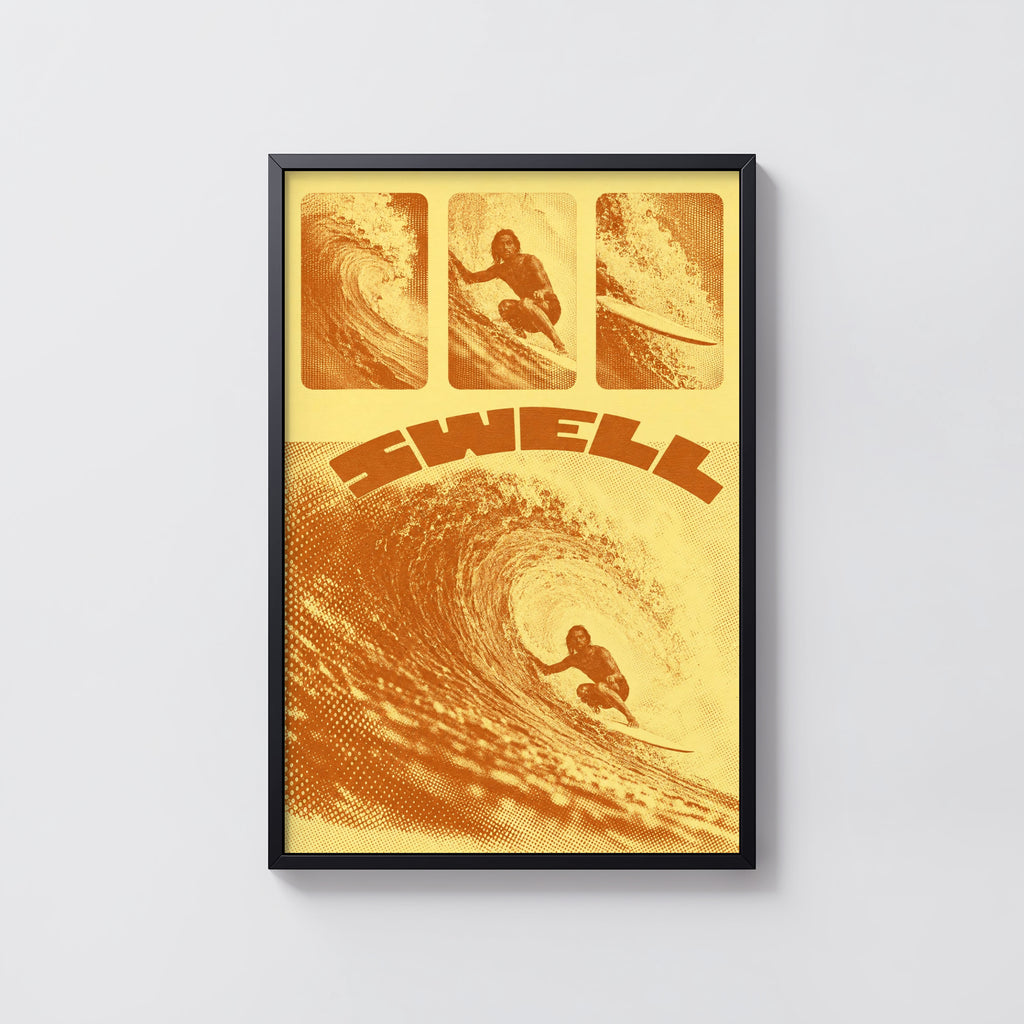 Vintage Swell Surf Print, Retro Surfer Poster, Wave Art