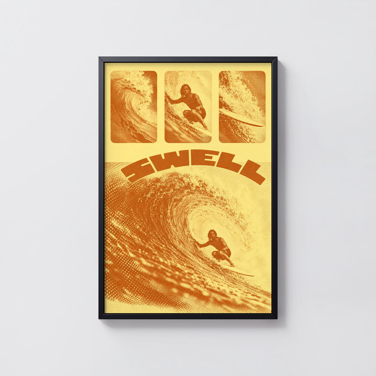 Vintage Swell Surf Print, Retro Surfer Poster, Wave Art