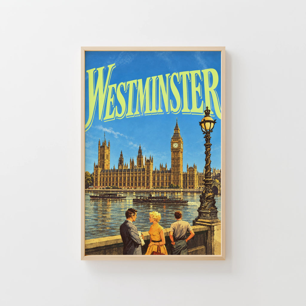 Vintage Westminster London Poster, Big Ben Wall Art Print