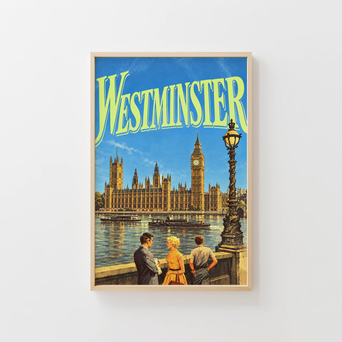 Vintage Westminster London Poster, Big Ben Wall Art Print