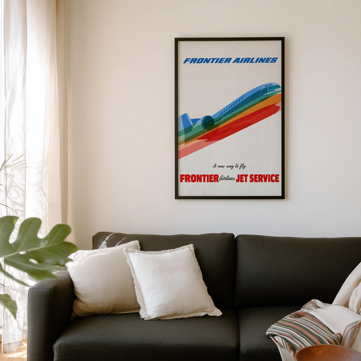 Vintage Frontier Airlines Poster, Jet Wall Art