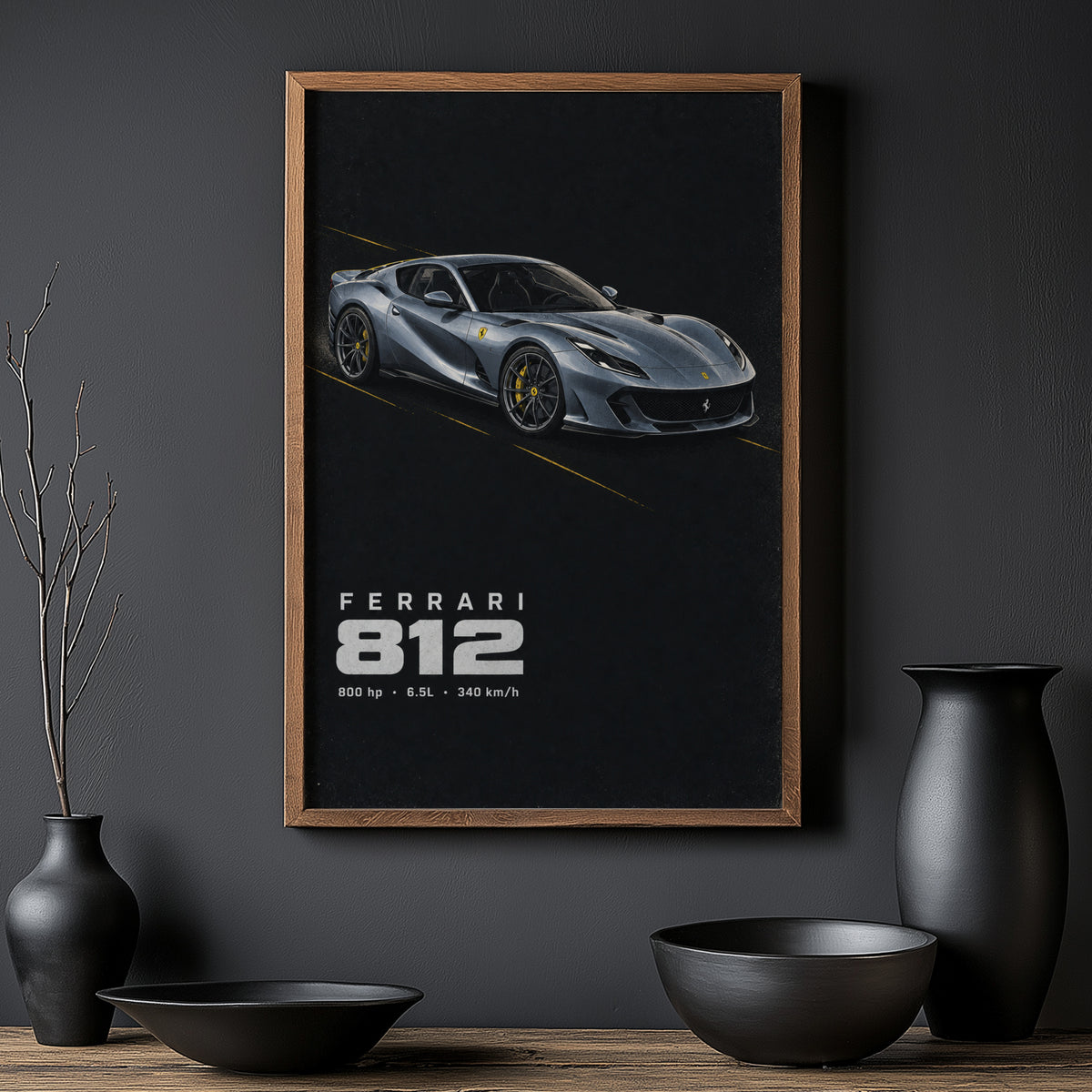 Vintage Ferrari 812 Print, Supercar Wall Art