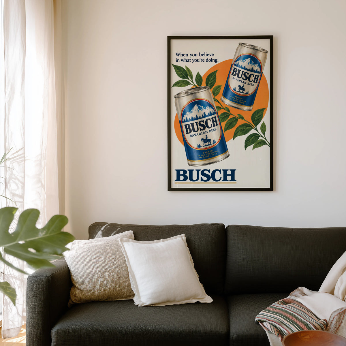 Vintage Busch Beer Print, Bar Poster, Retro Cans Decor