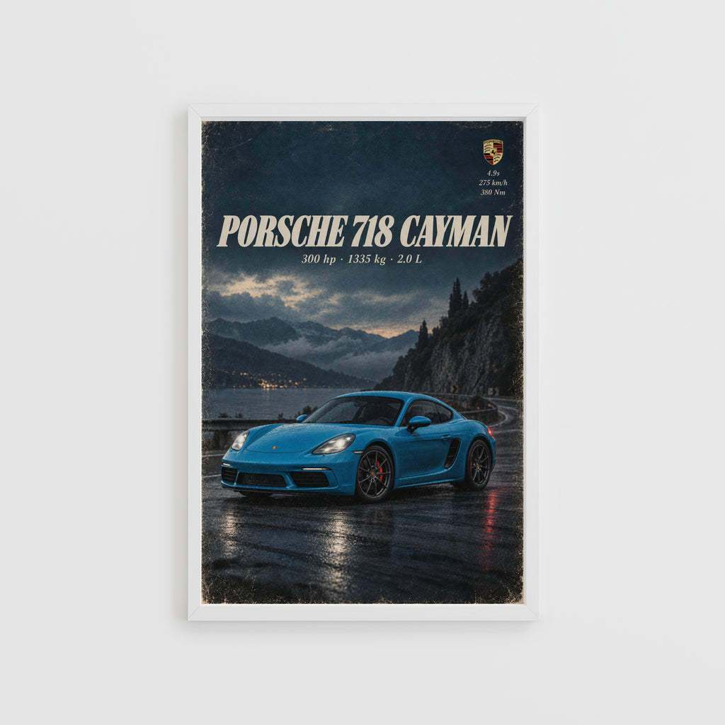 Vintage Porsche 718 Cayman Print, Sports Car