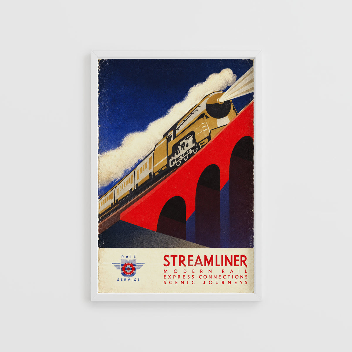 Vintage Art Deco Streamliner Train Print Poster Rail