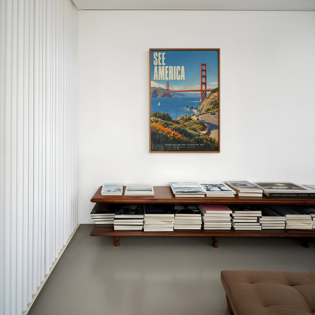 Vintage Golden Gate Bridge Poster, San Francisco Print