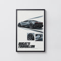 Vintage Bugatti Tourbillon Hypercar Print Wall Art