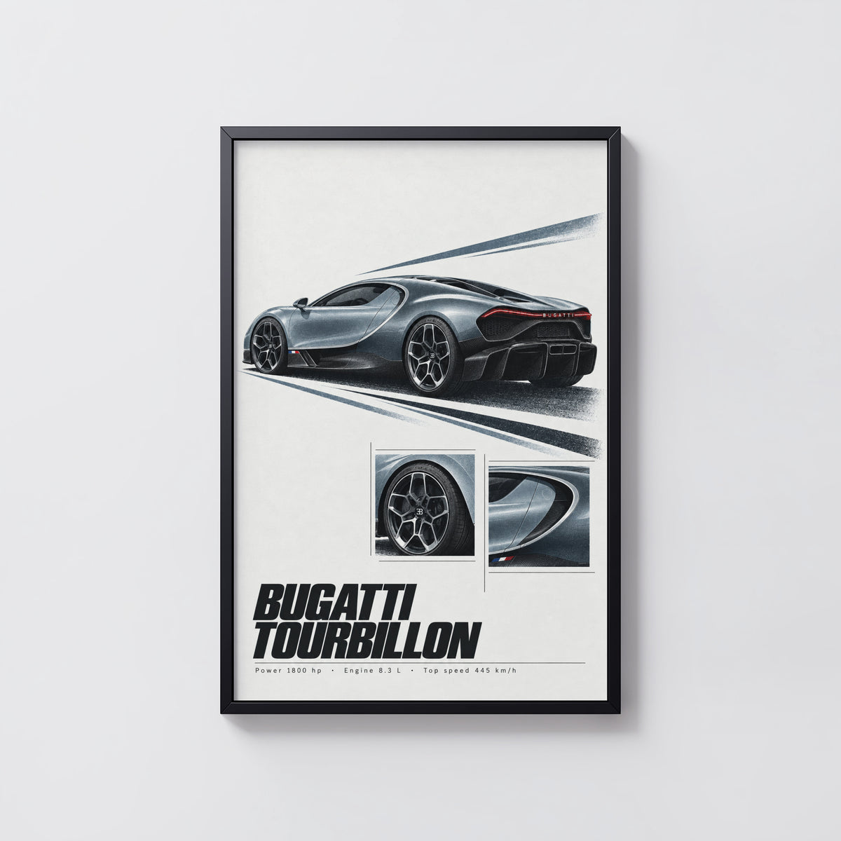 Vintage Bugatti Tourbillon Hypercar Print Wall Art