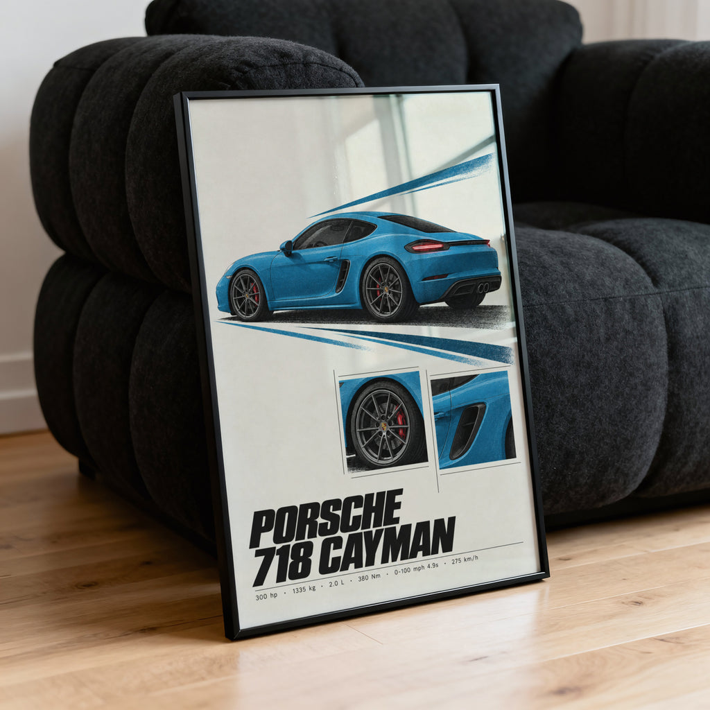 Vintage Porsche 718 Cayman Print, Car Wall Art
