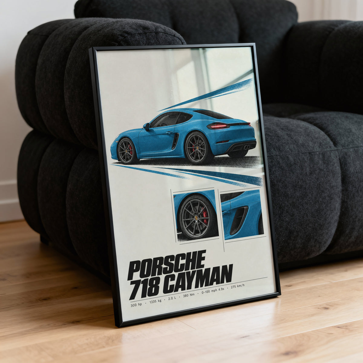 Vintage Porsche 718 Cayman Print, Car Wall Art