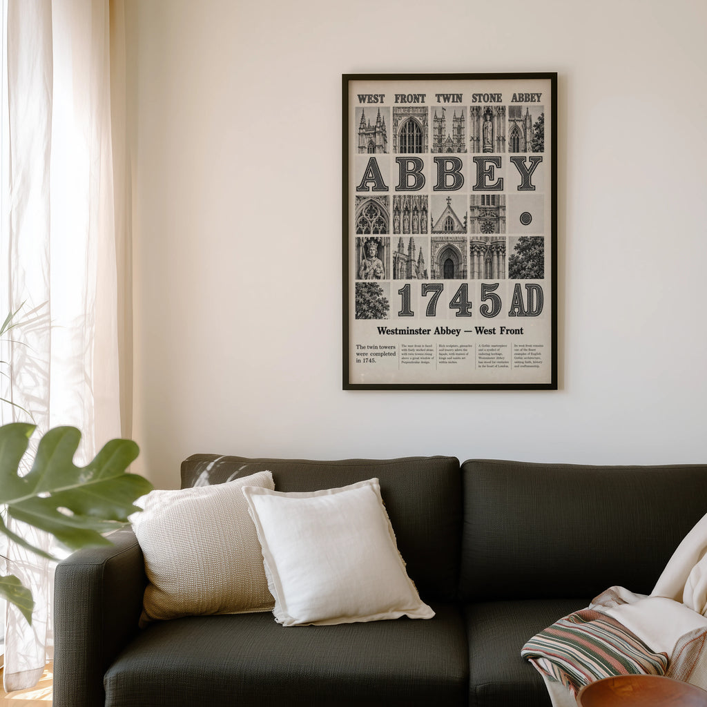 Vintage Westminster Abbey Poster, Gothic Print