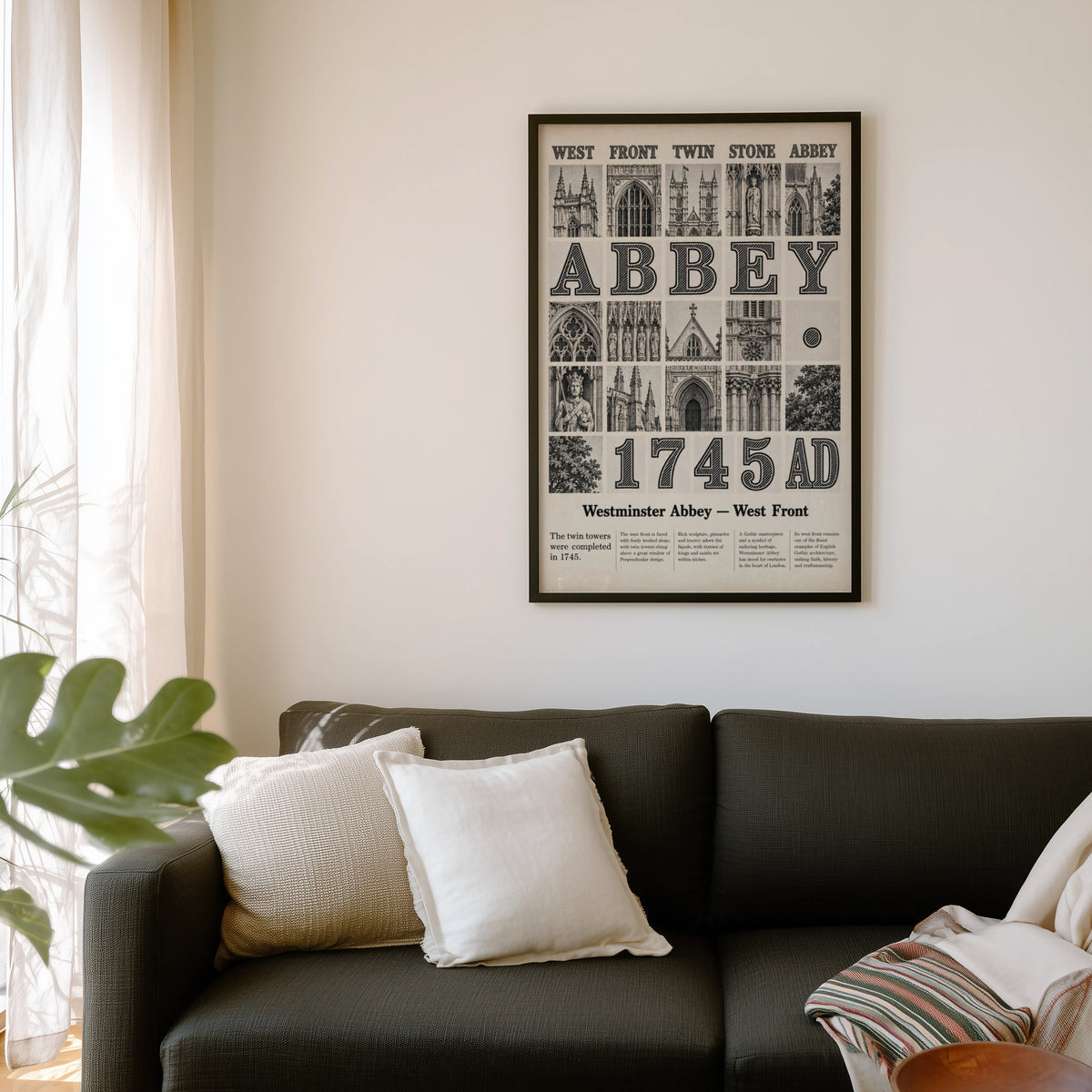 Vintage Westminster Abbey Poster, Gothic Print