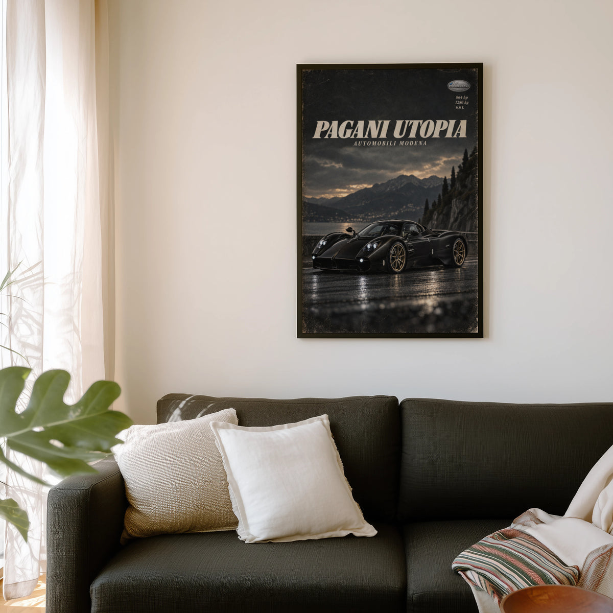 Vintage Pagani Utopia Print, Supercar Wall Art
