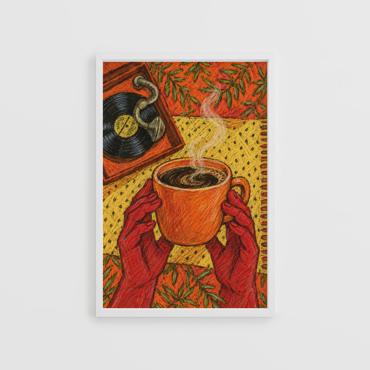 Vintage Coffee Print, Retro Kitchen Poster, Vinyl Art
