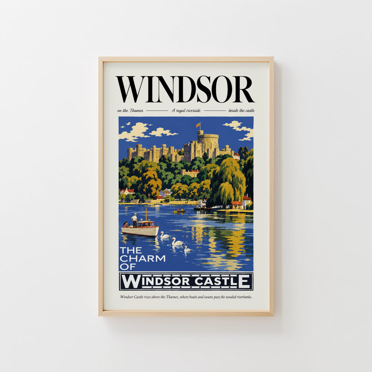 Vintage Windsor Castle Poster, Thames Wall Art