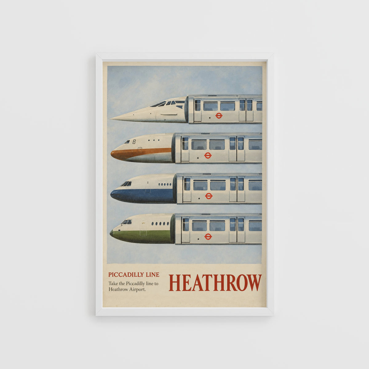 Vintage Heathrow Poster, London Tube Wall Art Print
