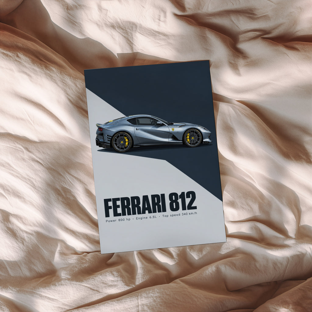 Vintage Ferrari 812 Print, Supercar Wall Art