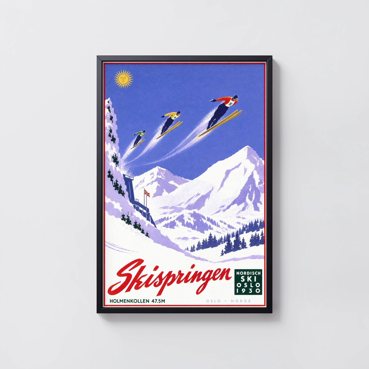 Vintage 1930 Ski Jump Oslo Norway Print, Holmenkollen Poster